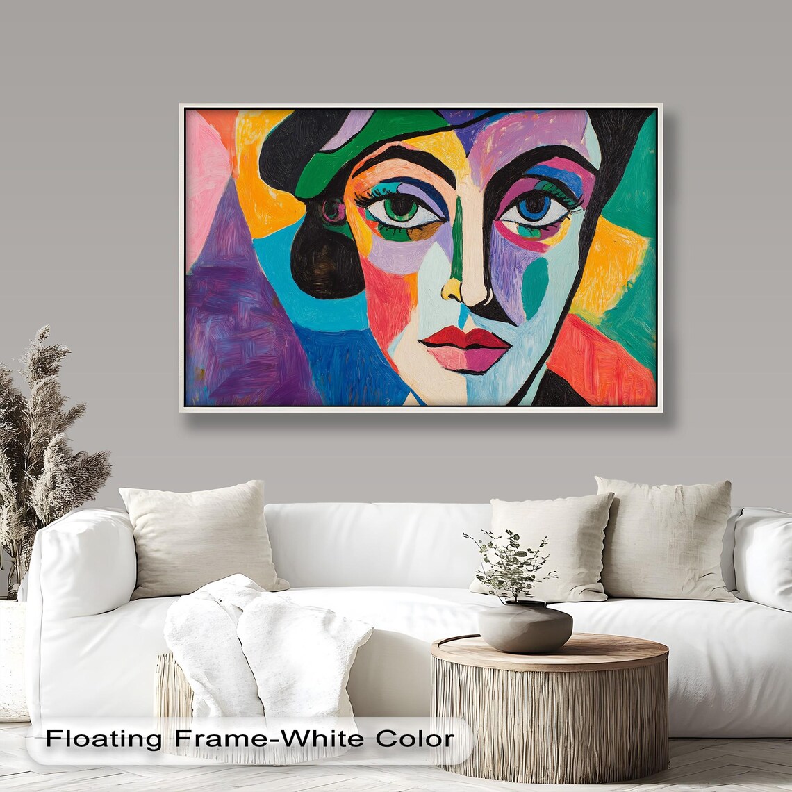 Colorful Cubist Woman, Bold Abstract Portrait