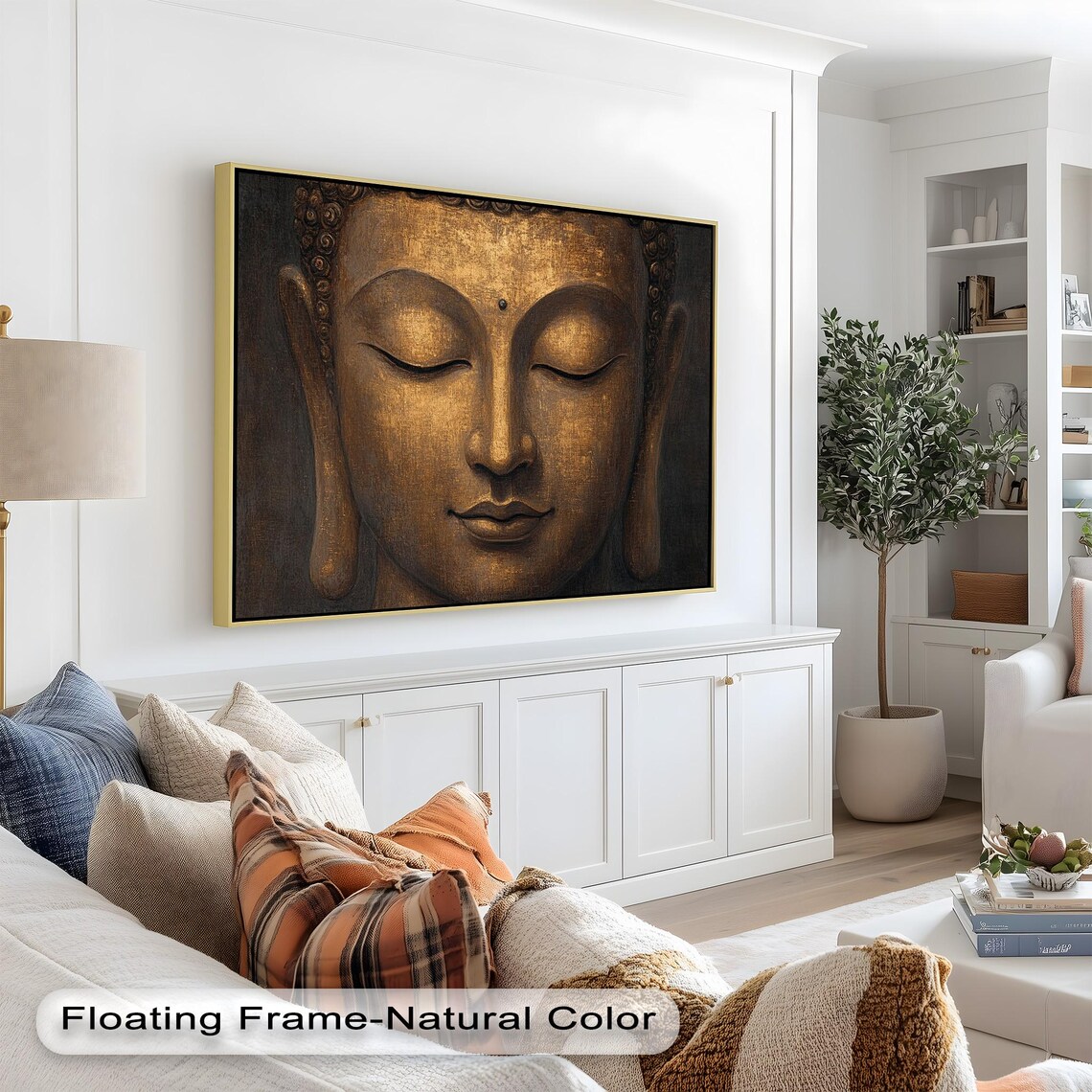 Golden Buddha Zen Face Decor, Meditation Artwork - Image 2
