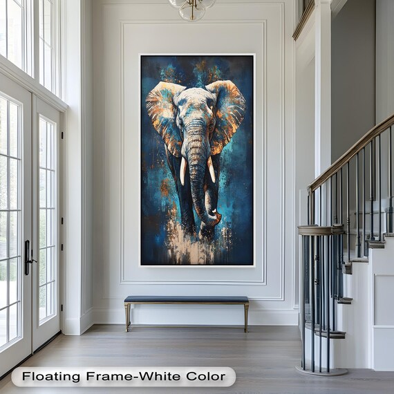 Blue Elephant Majestic Wildlife Decor, Safari Artwork