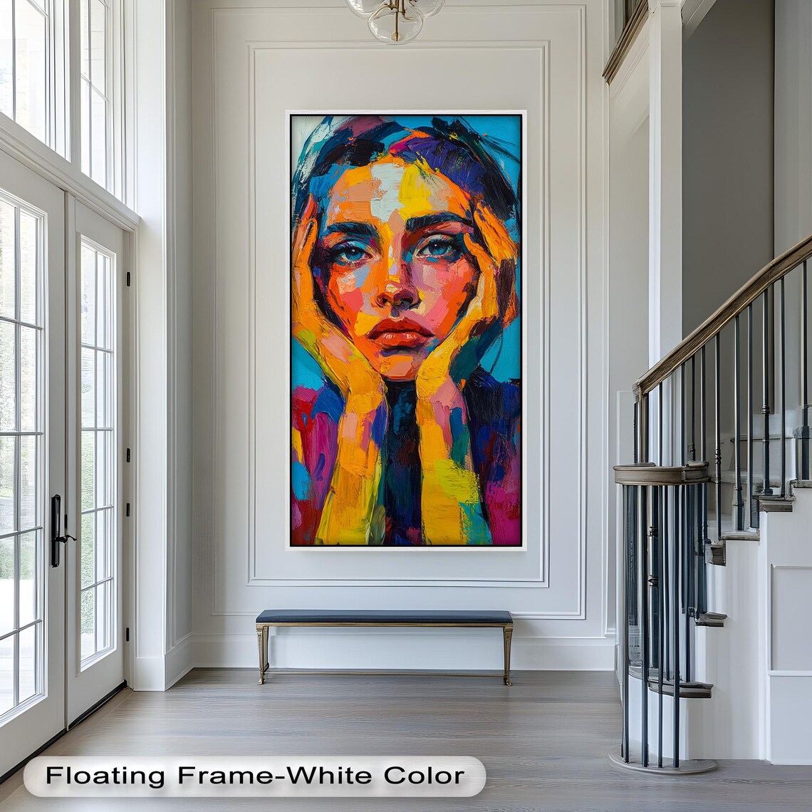 Colorful Woman Portrait, Modern Face Art Print