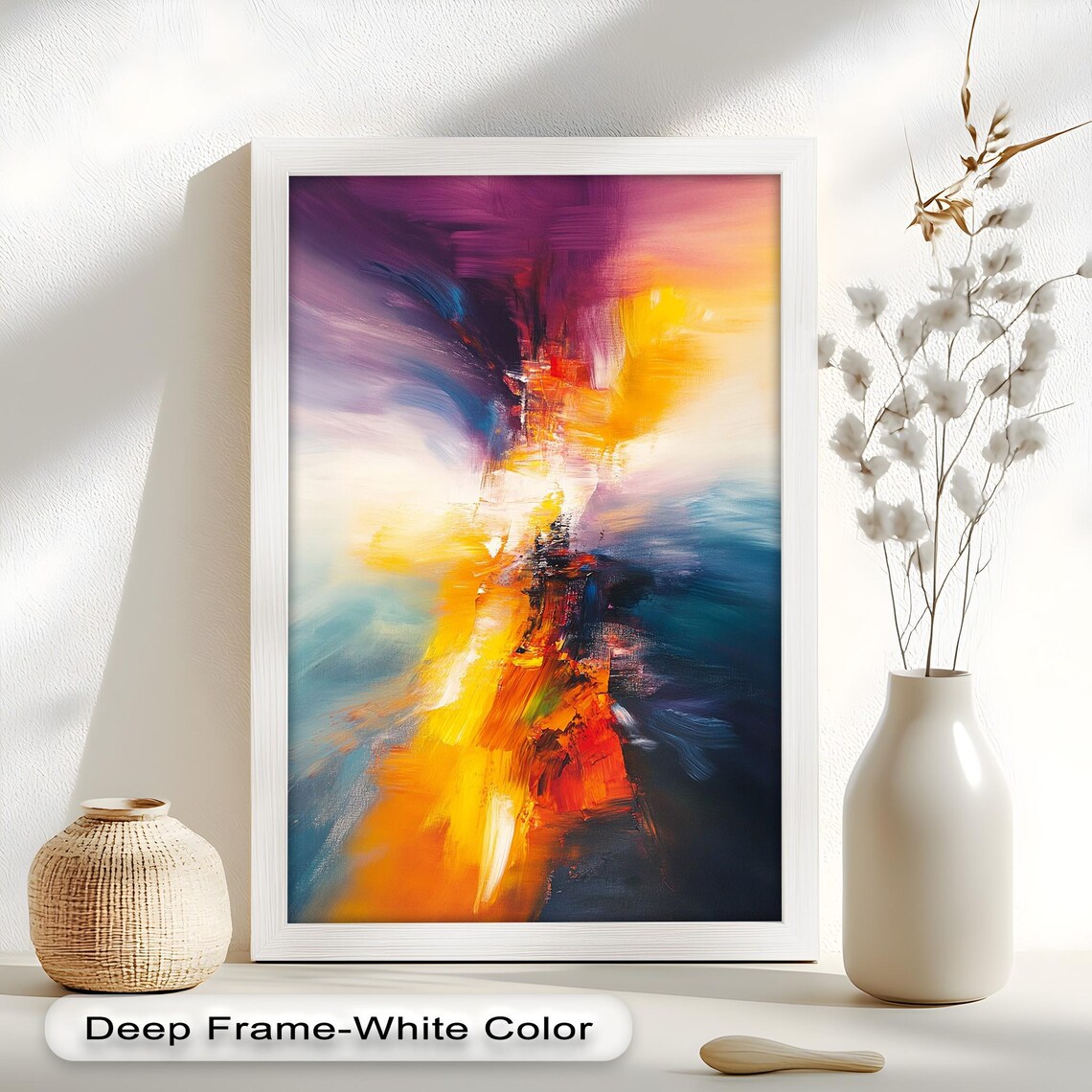 Vertical Color Burst Abstract Modern Art Print - Image 2
