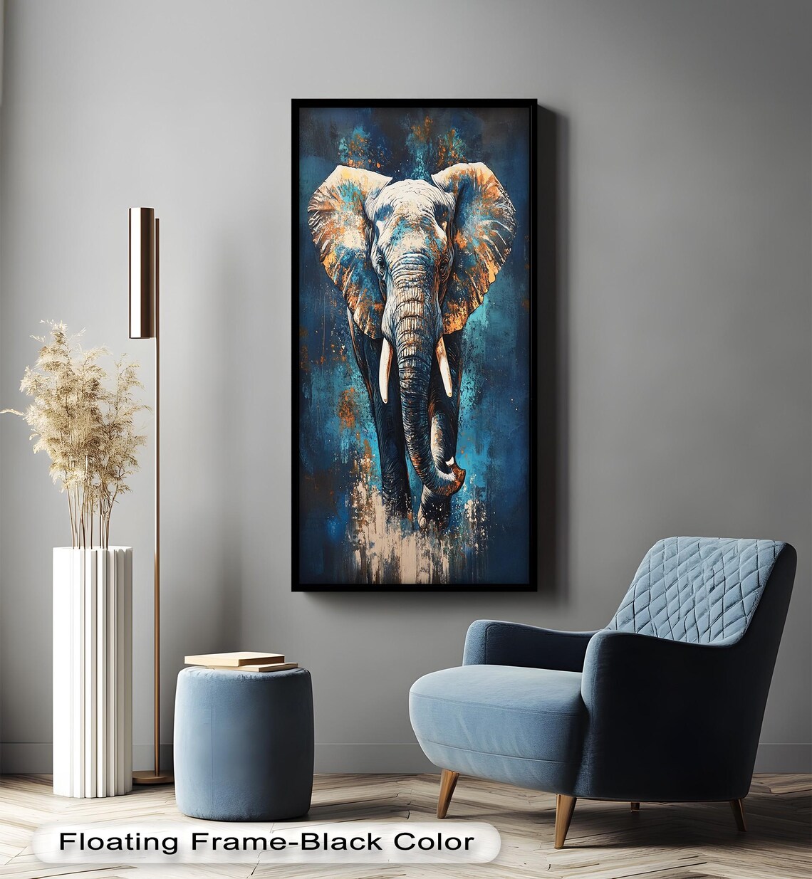 Blue Elephant Majestic Wildlife Decor, Safari Artwork - Image 4
