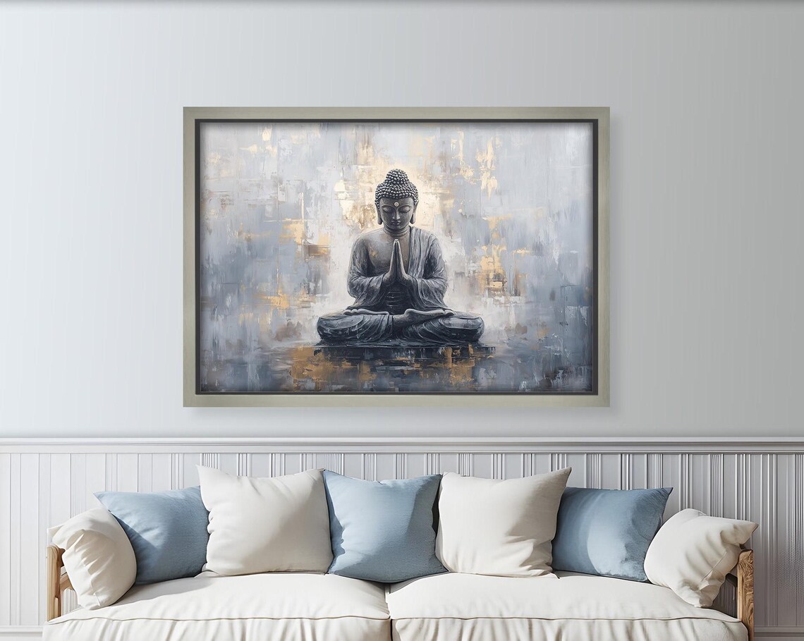 Gray Buddha Zen Meditation Decor, Asian Style - Image 3
