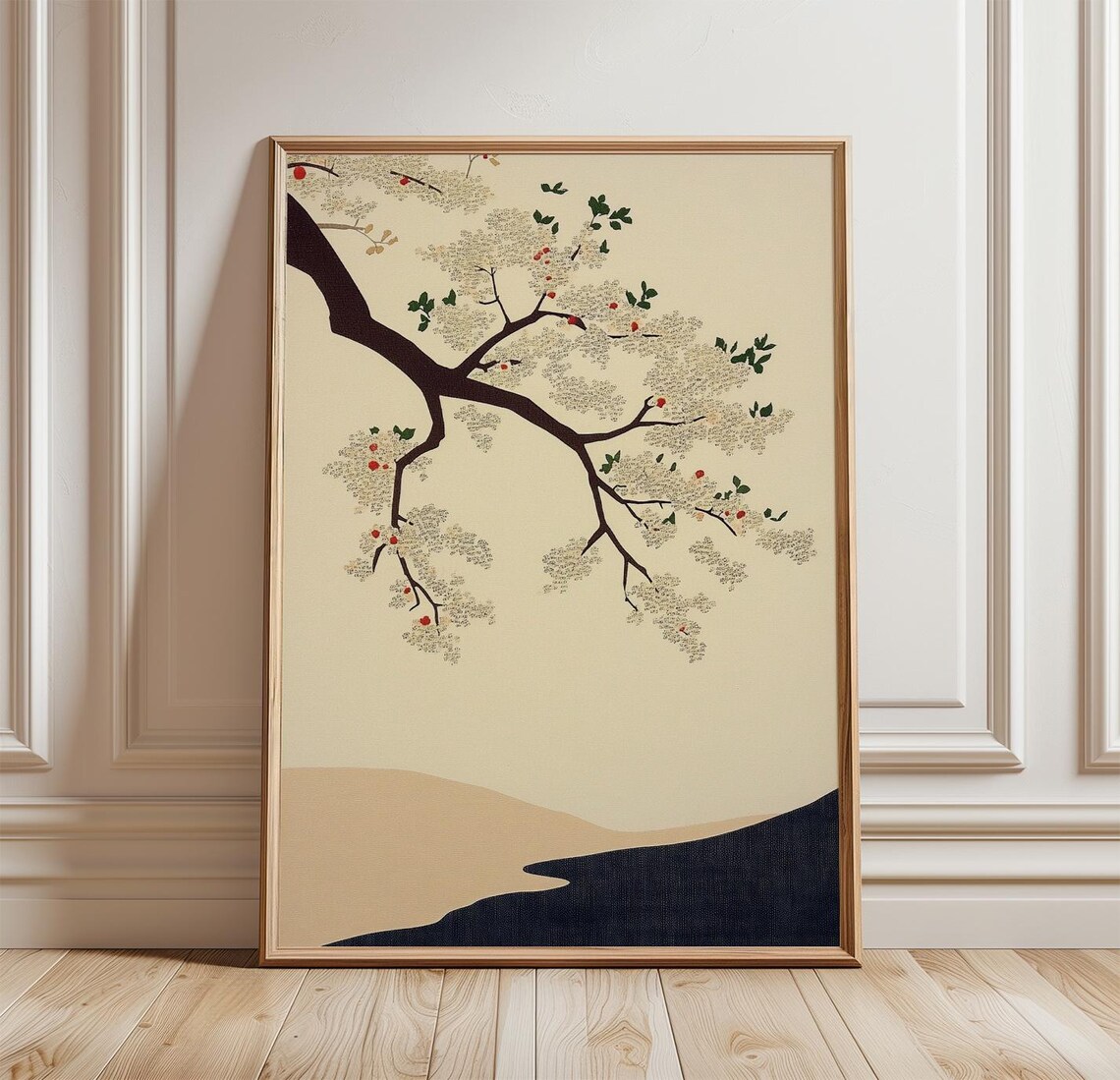 Japanese Blossom Branch Poster, Vintage Botanical Art Print