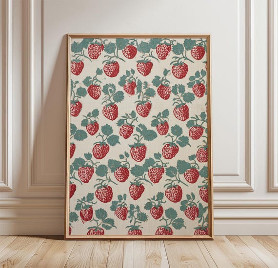 Strawberry Thief Poster Botanical Art Print Vintage Fruit Wall Decor