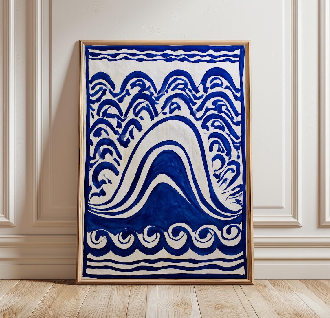 Blue Coastal Waves Abstract Ocean Art Print