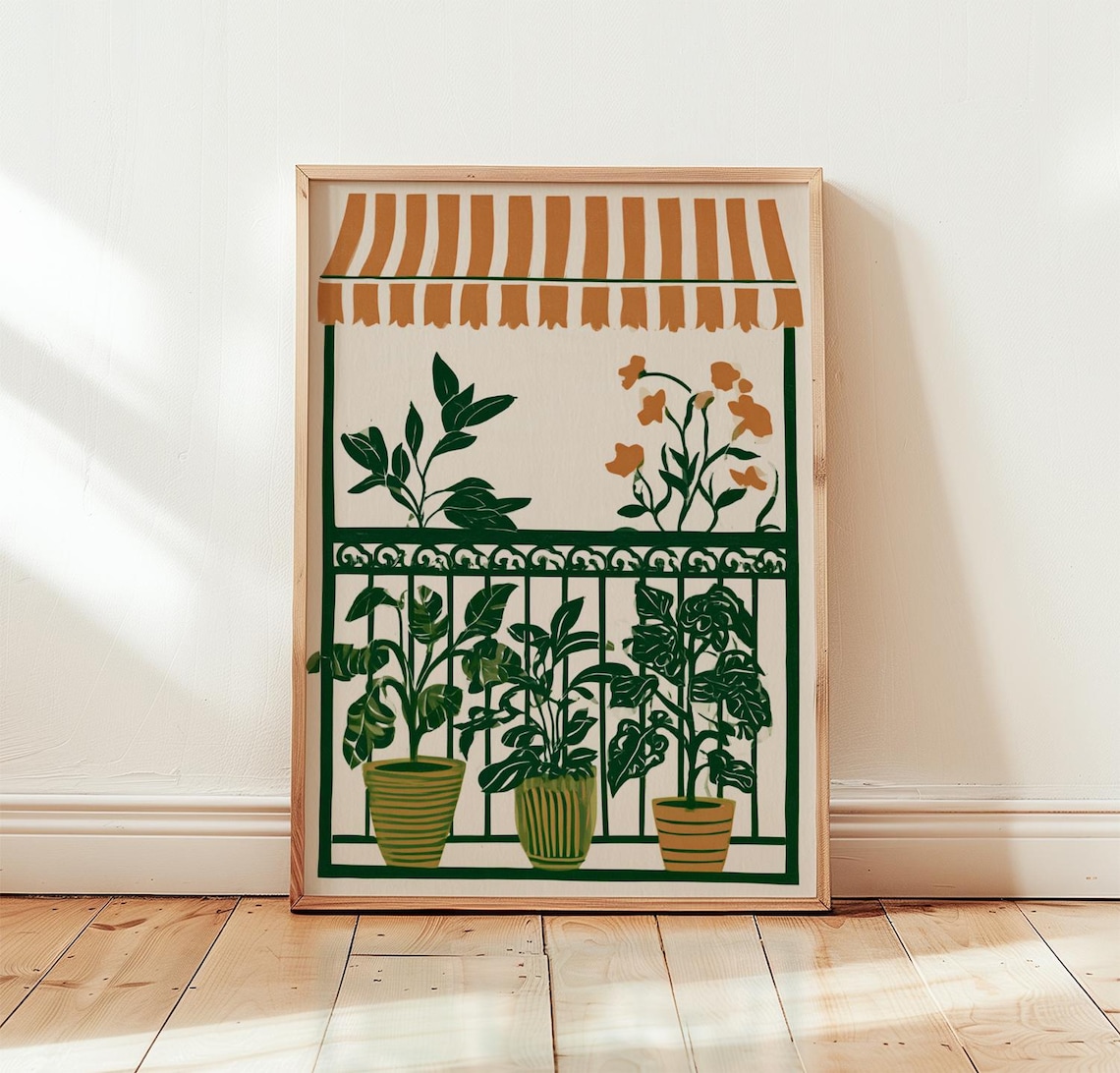 Green Balcony Mediterranean Plant Wall Art