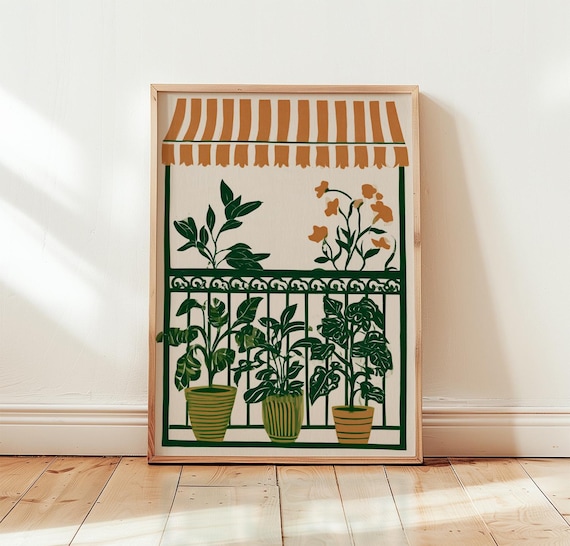 Green Balcony Mediterranean Plant Wall Art