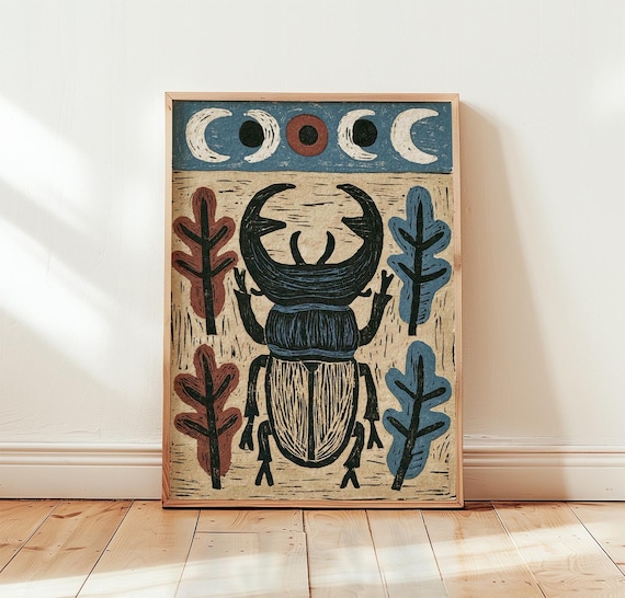Stag Beetle Vintage Insect Art Print