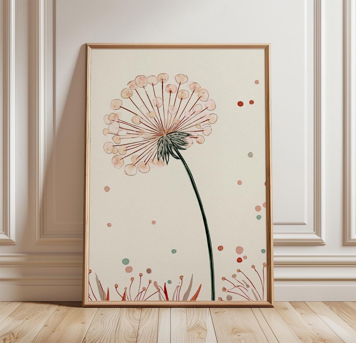 Scabiosa Seed Head Botanical Monoprint Art Print