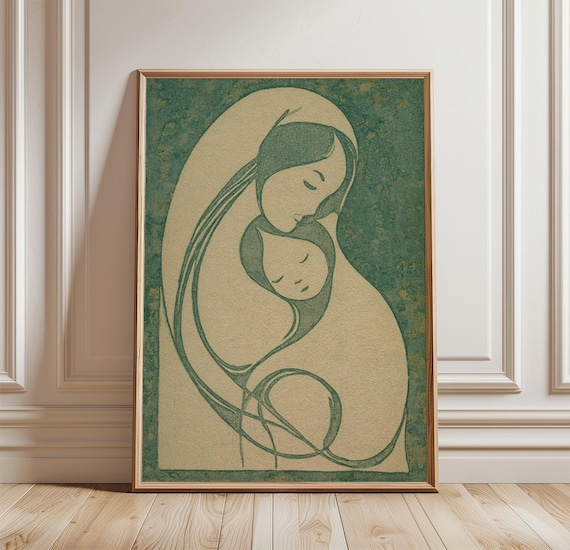 Abstract Mother And Child Line Art Tender Minimalist Family Poster
