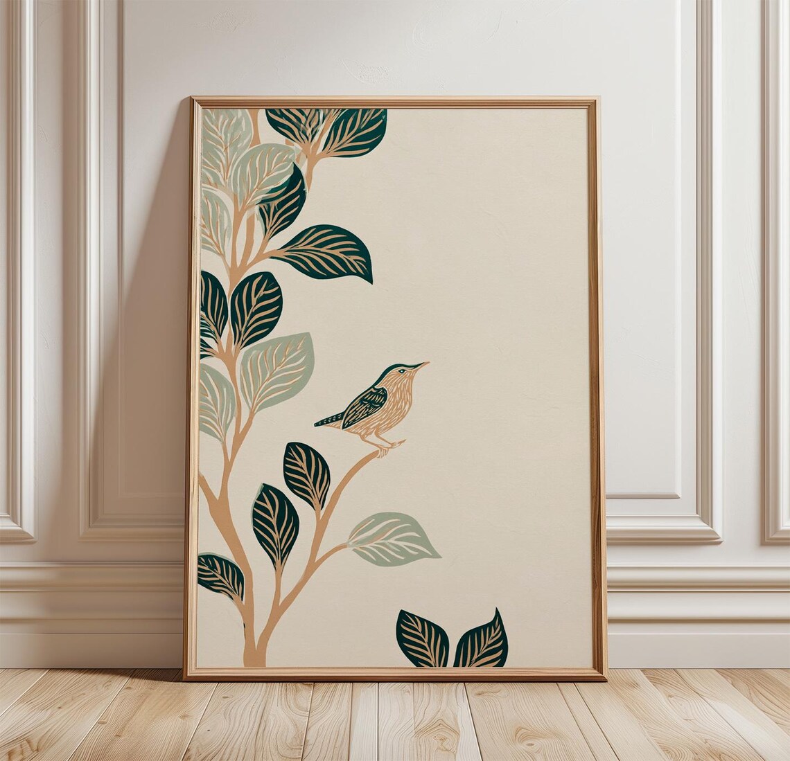 Wren Bird, Minimalist Nature Art Print