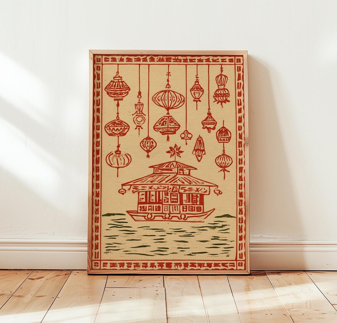 Floating Shop Lantern Folk Art Print