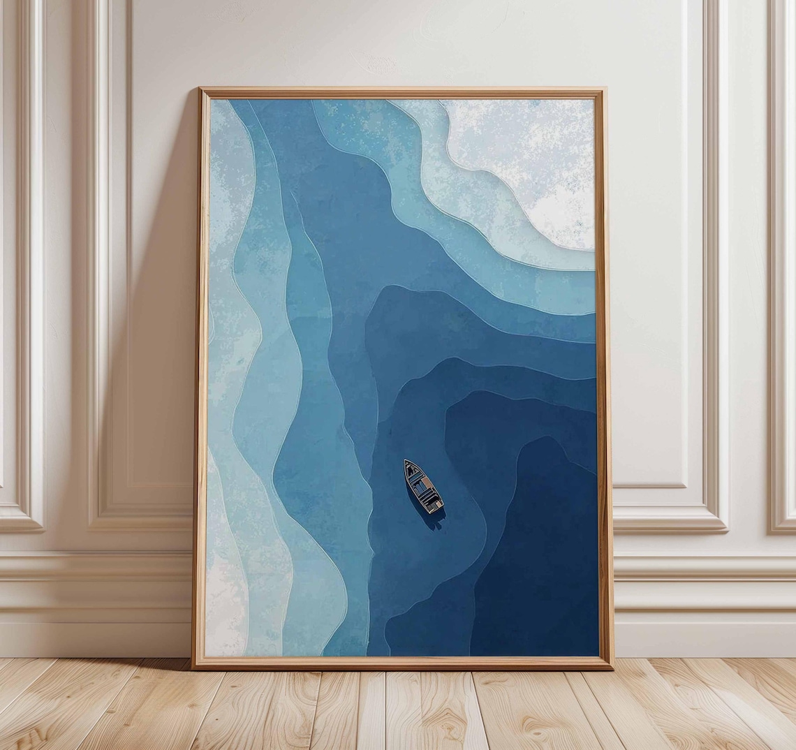 Minimalist Abstract Ocean Waves Art Print