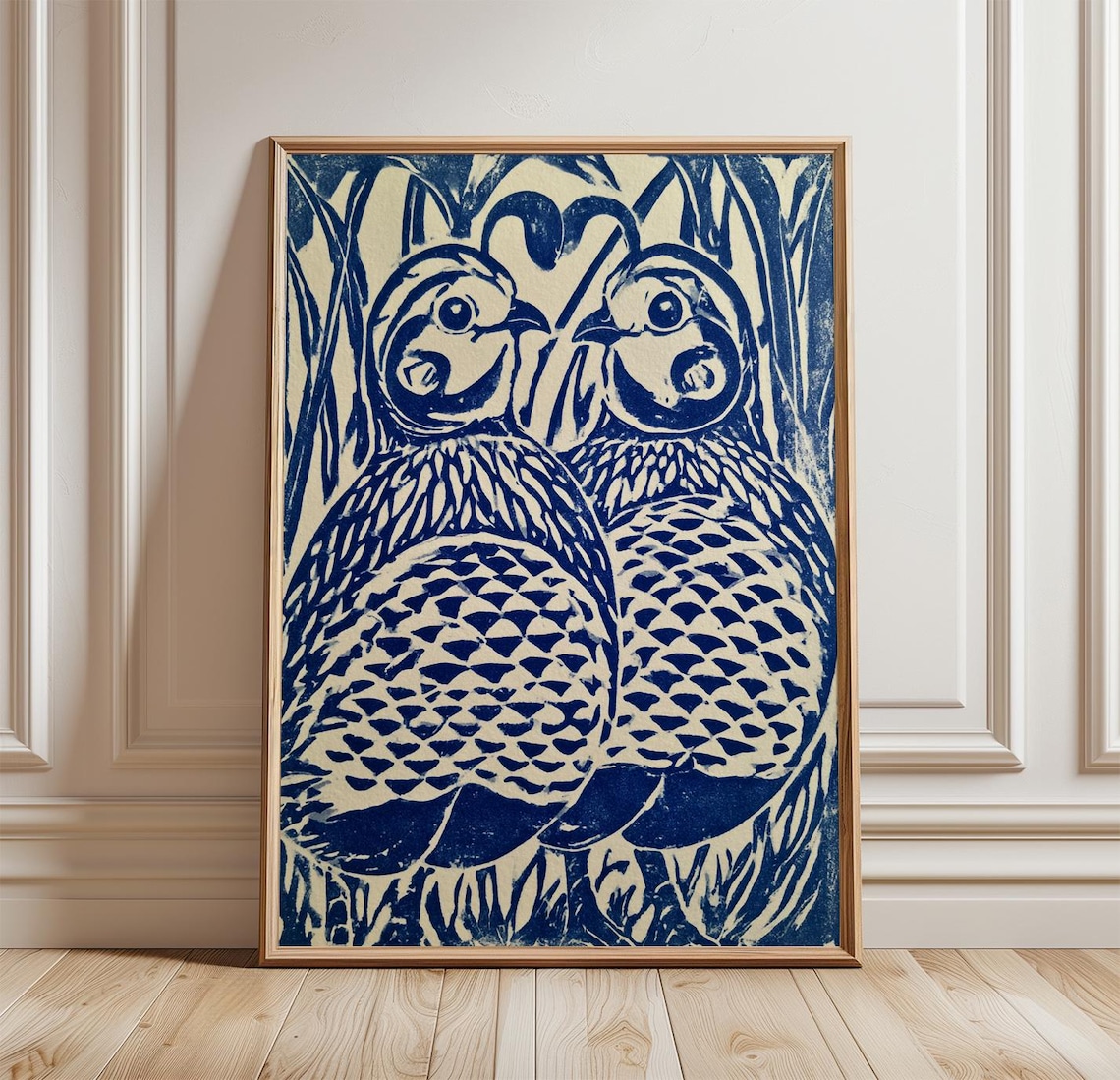 Quail Folk Art, Bird Woodland Poster