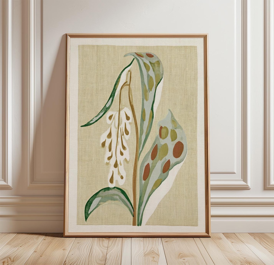 Ghost Pipe Flower, Neutral Botanical Art Print