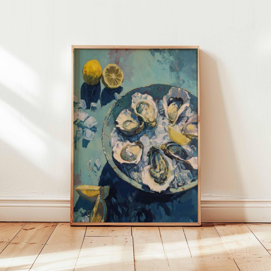 Oyster And Lemon Art Print French Bistro Coastal Wall Decor Impressionist Seafood Kitchen Poster Unframed Culinary Illustration