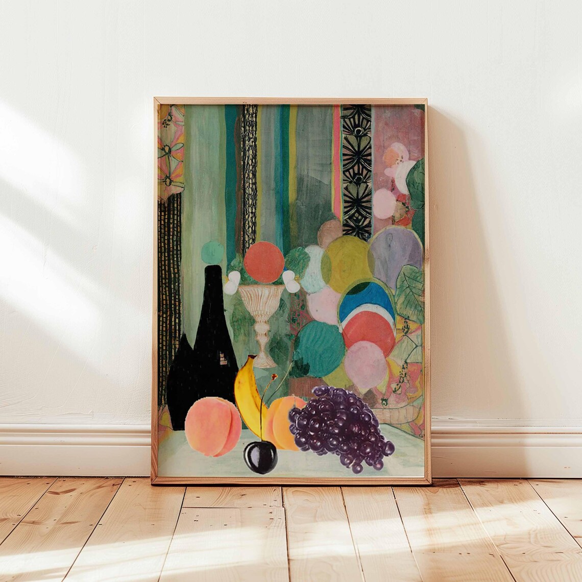Abstract Fruit Still Life Grapes Banana Modernist Kitchen Print
