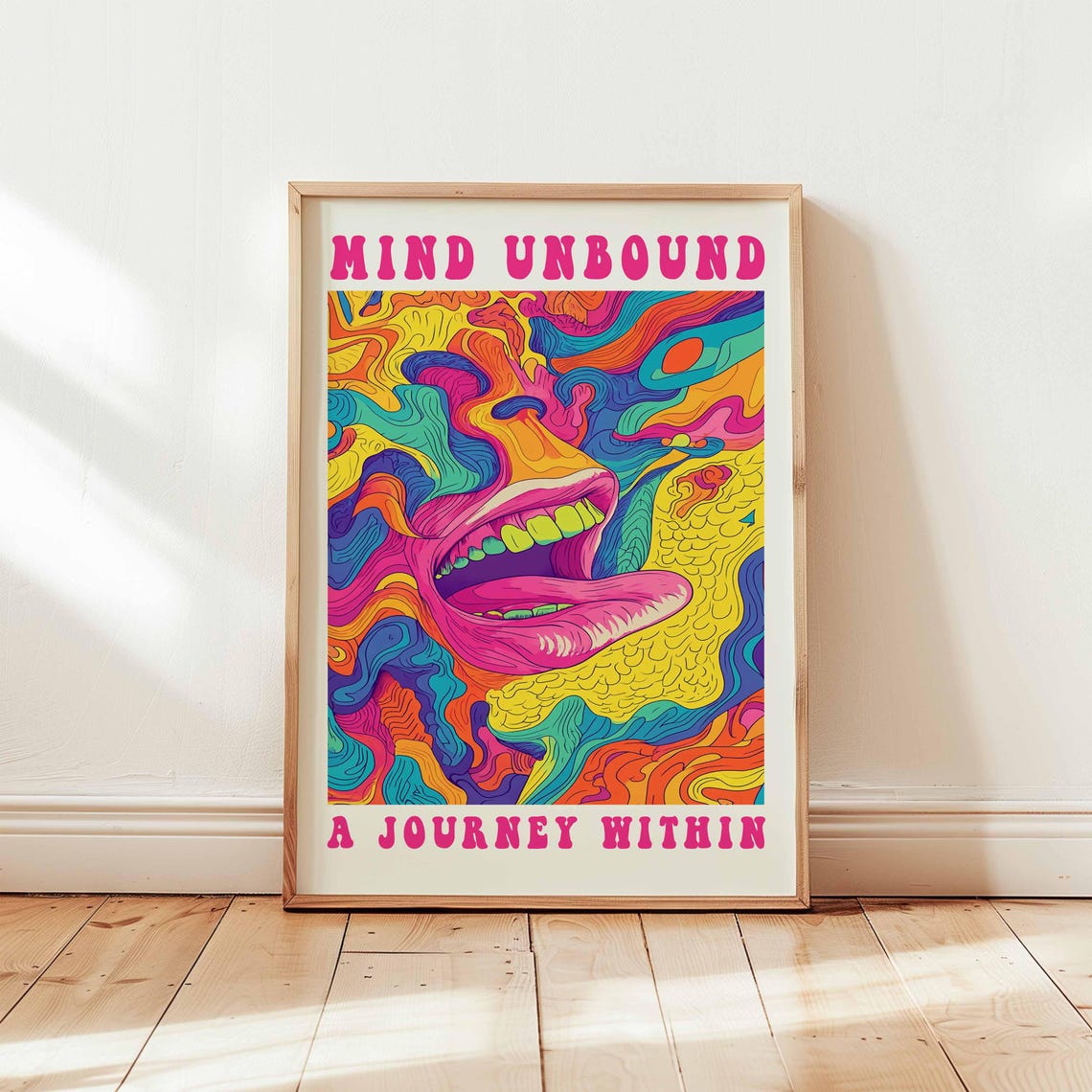 Psychedelic Poster Trippy Wall Art Print Colorful Mind Journey Illustration Retro Psy Decor Unframed Surreal Pop Artwork