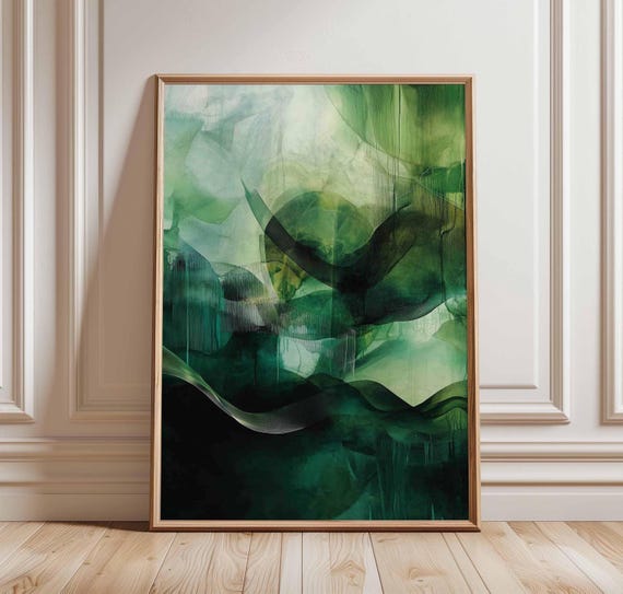 Green Abstract Art Print, Modern Minimalist Poster