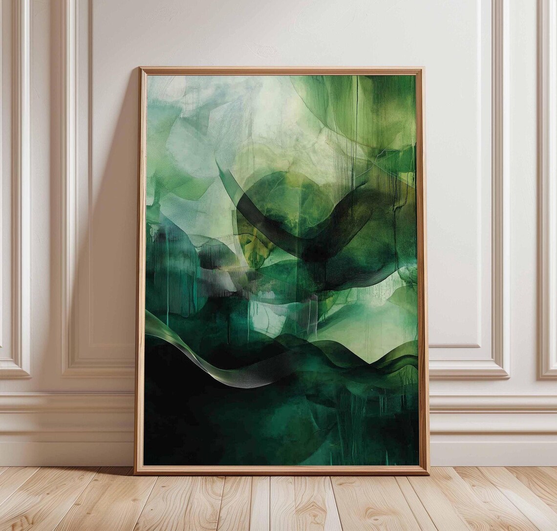 Green Abstract Art Print, Modern Minimalist Poster