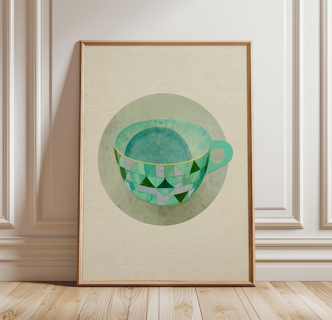Green Coffee Cup Minimal Kitchen Wall Art