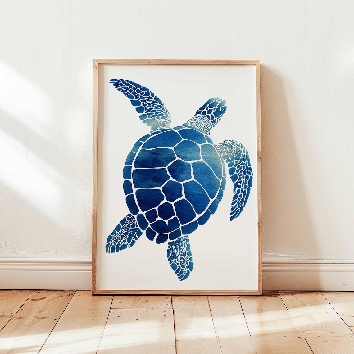 Blue Sea Turtle Coastal Ocean Animal Art Print