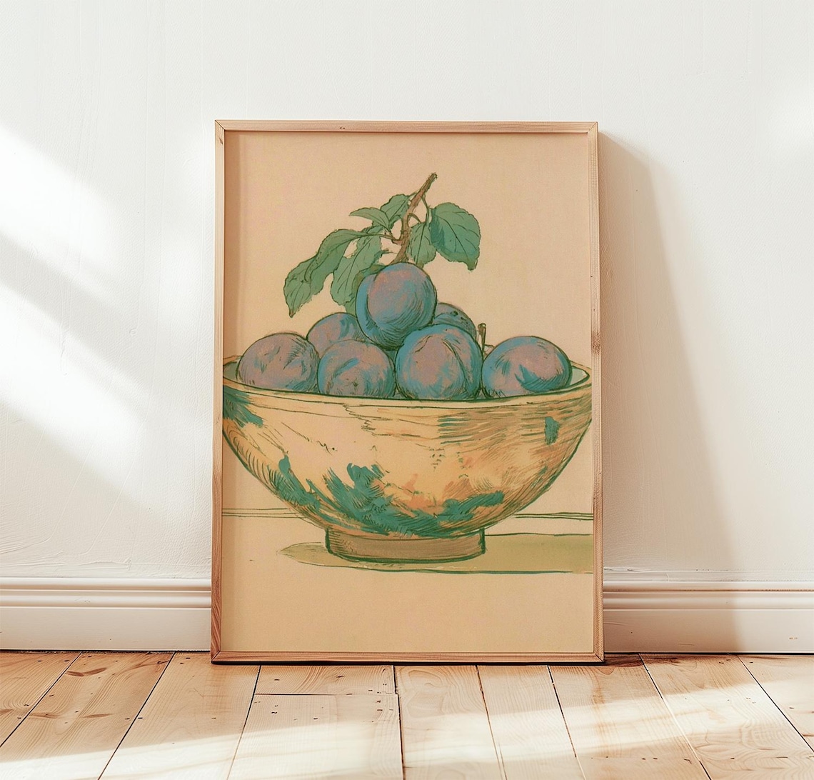 Plum Kitchen Vintage Folk Still Life Poster