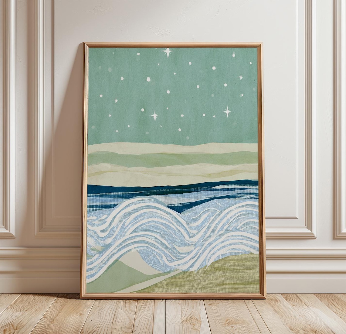 Starry Coastal Landscape Art Print