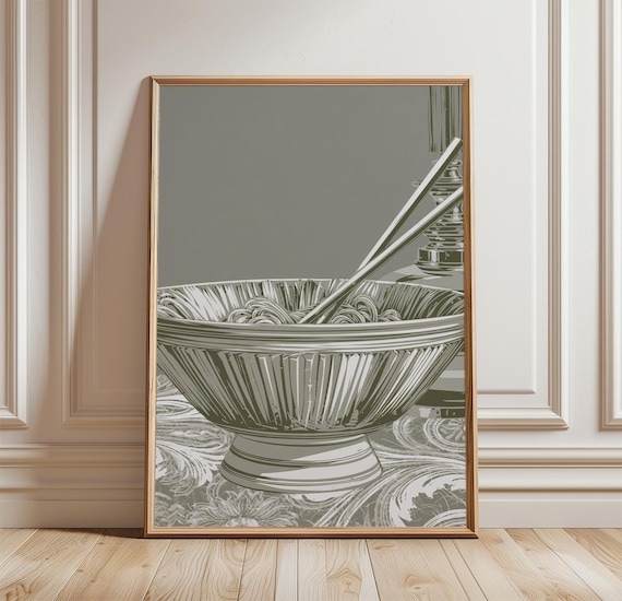 Japanese Ramen Kitchen Wall Art, Linocut Food Print