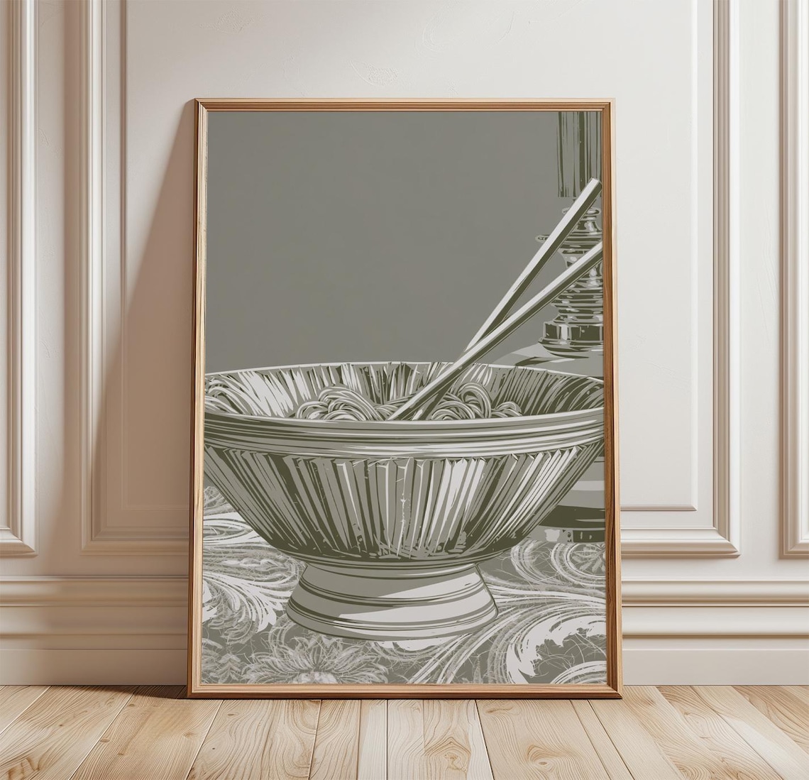 Japanese Ramen Kitchen Wall Art, Linocut Food Print