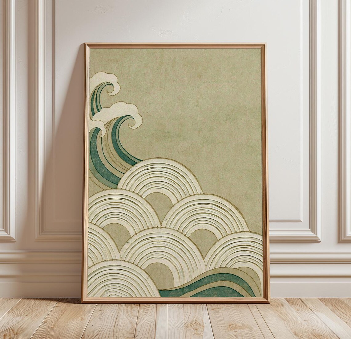 Ocean Waves Coastal Wall Art, Minimal Sea Print