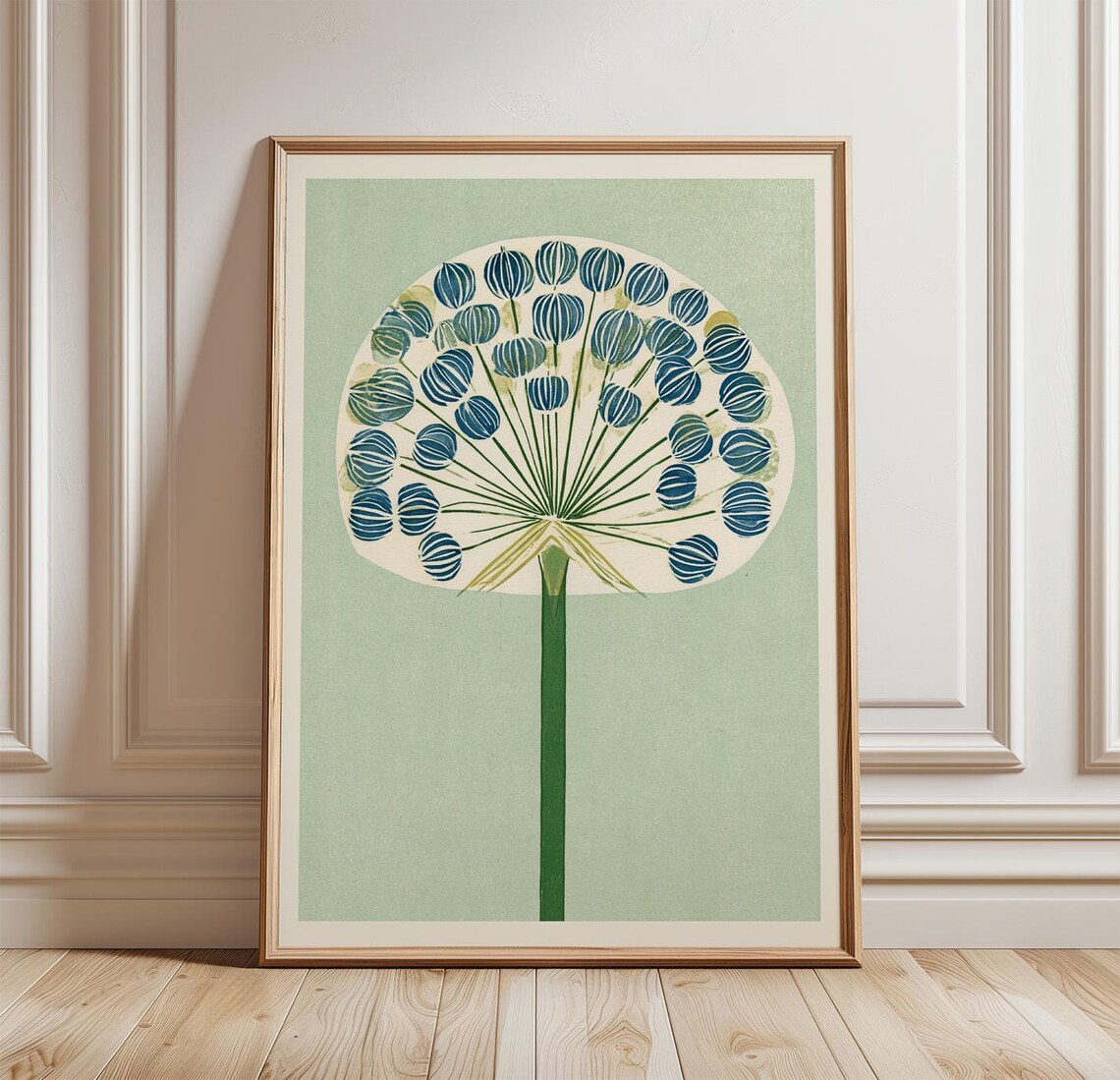 Allium Seed Head Botanical Monoprint, Poster Print