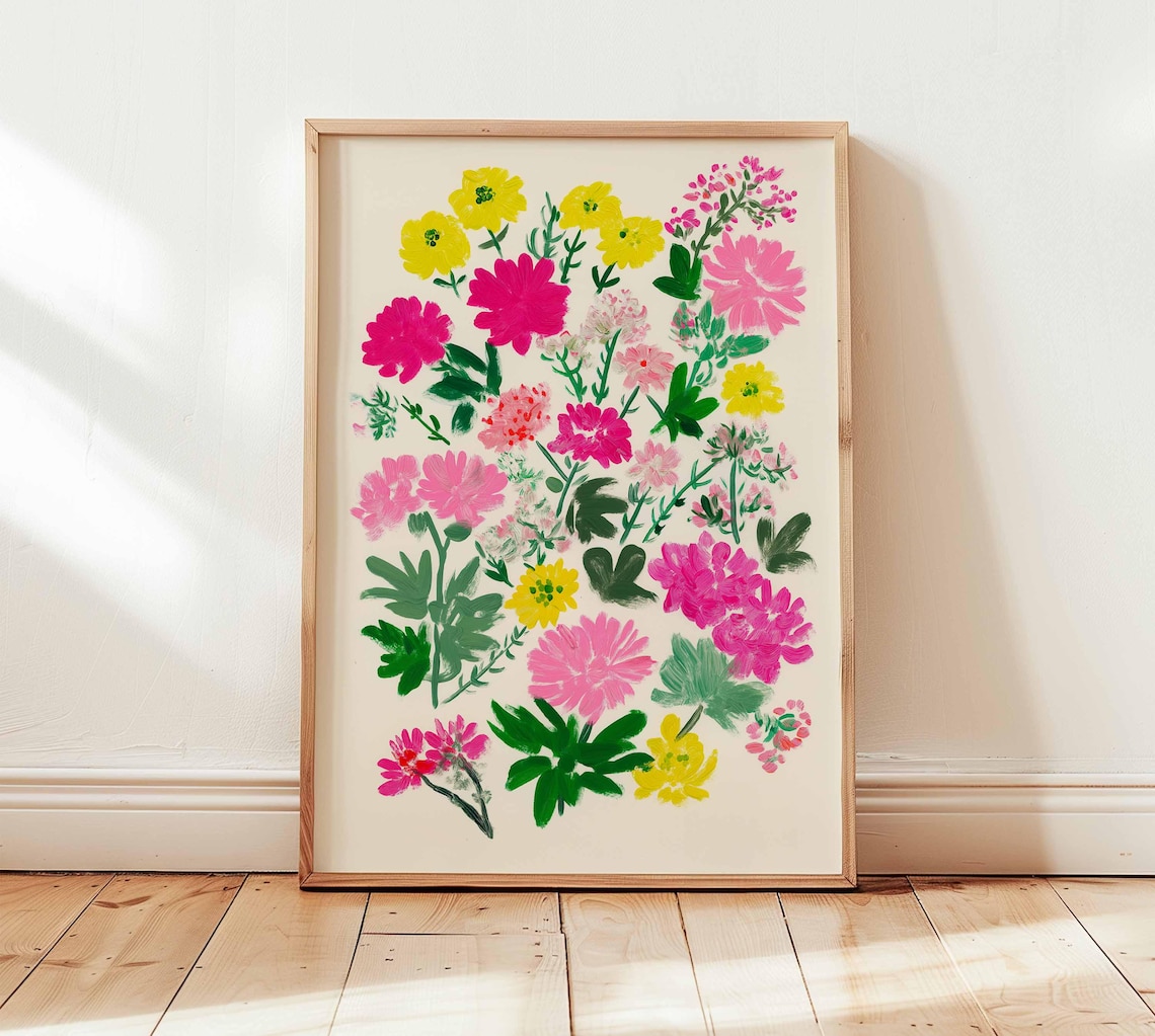 Floral Botanical Poster Print, Modern Nature Inspired