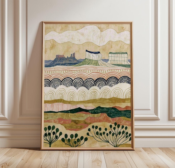 Abstract Desert Landscape - Southwest Mesa Folk Art