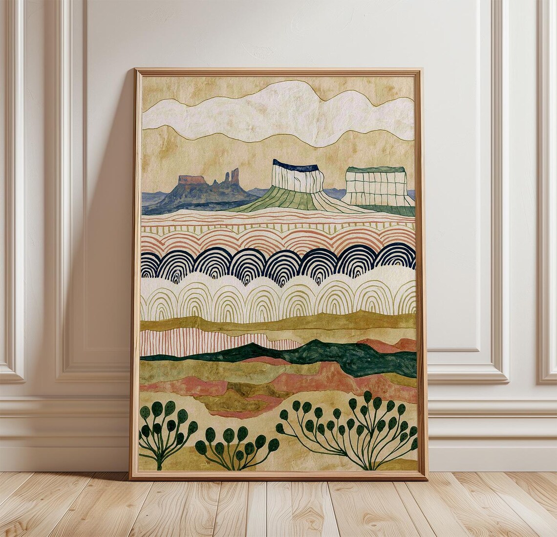 Abstract Desert Landscape - Southwest Mesa Folk Art