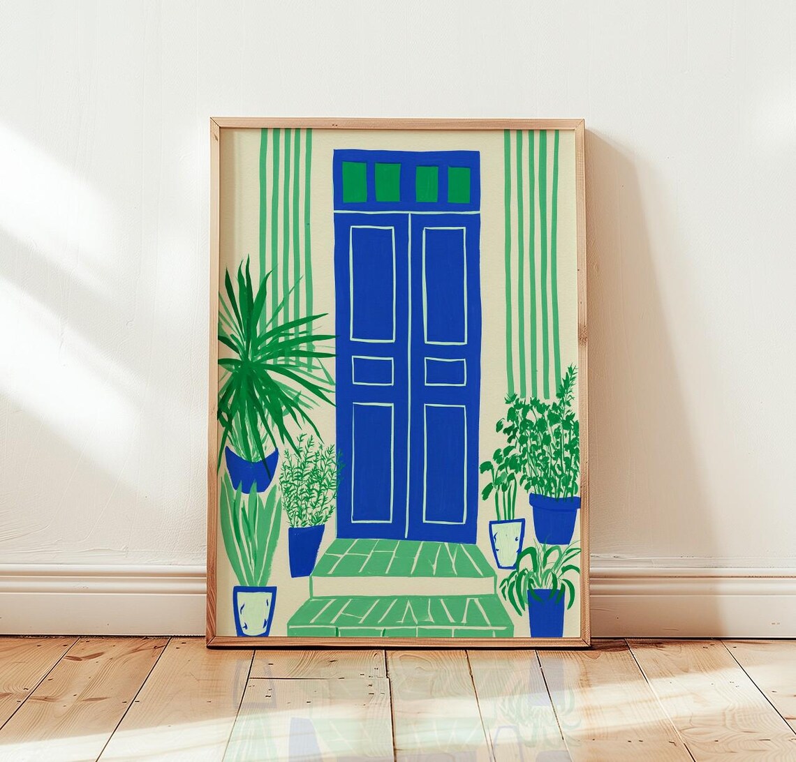 Blue Door Botanical House, Architectural Entryway Poster