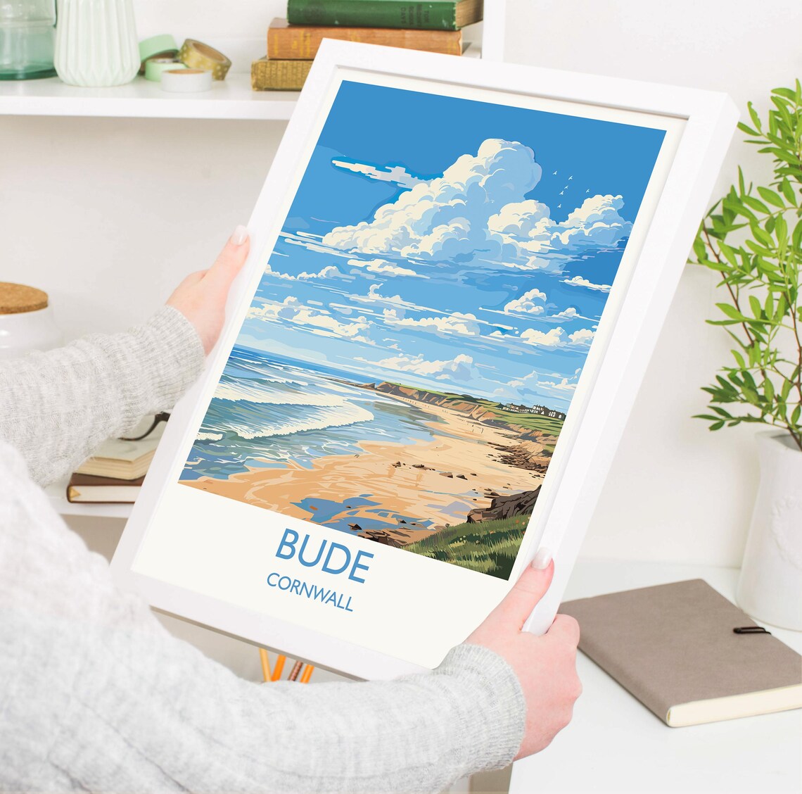 Bude Travel Poster, Cornwall England Art Print - Image 3