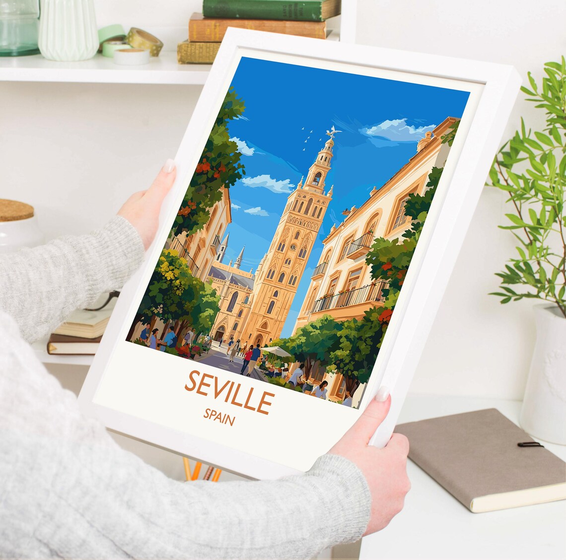 Seville Spain Giralda Tower Historic Street Afternoon Poster - Image 3