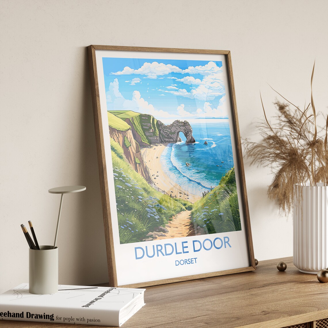 Durdle Door Travel Poster, Dorset Coast Art - Image 3