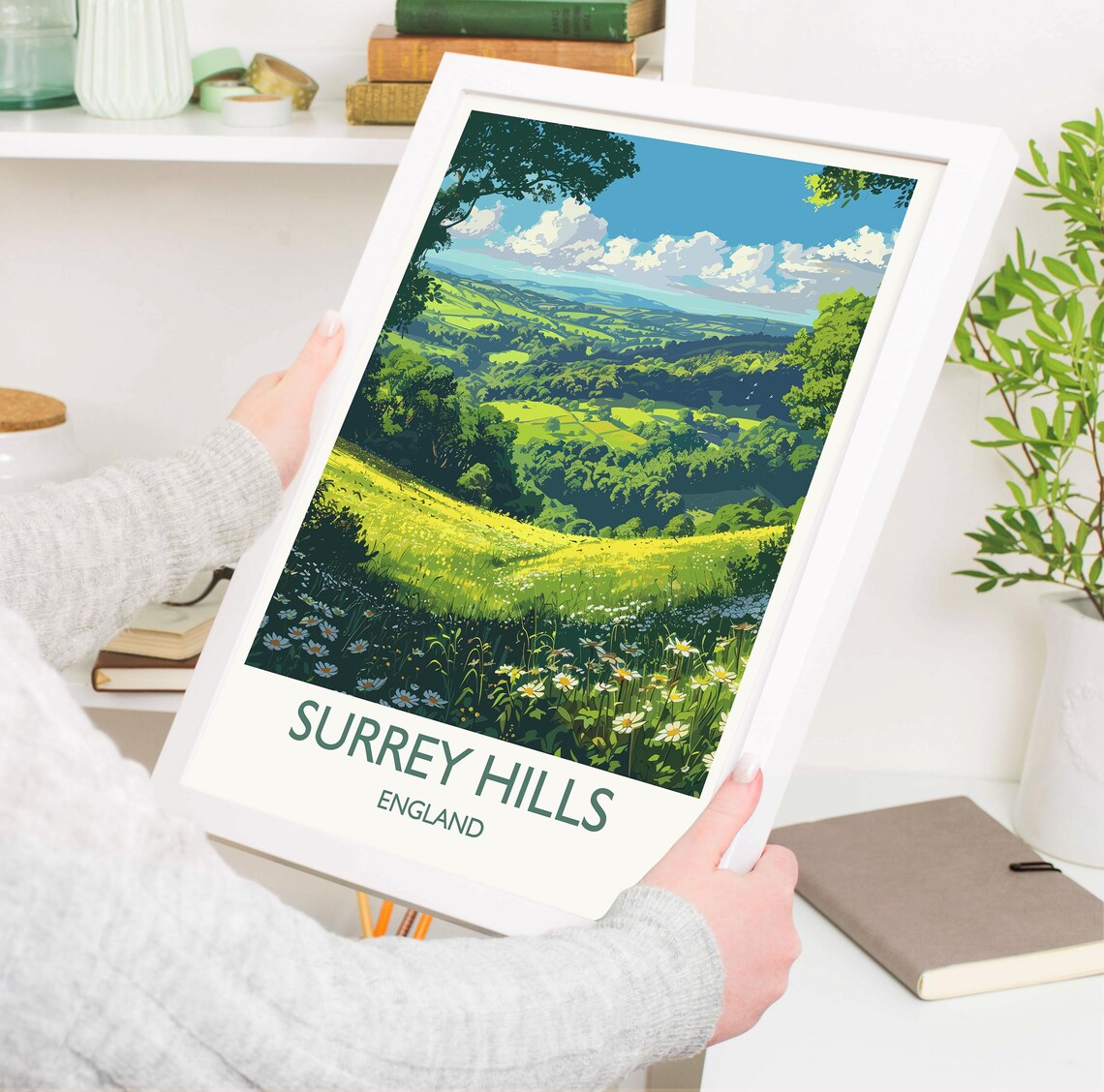 Surrey Hills Travel Poster, English Countryside - Image 3