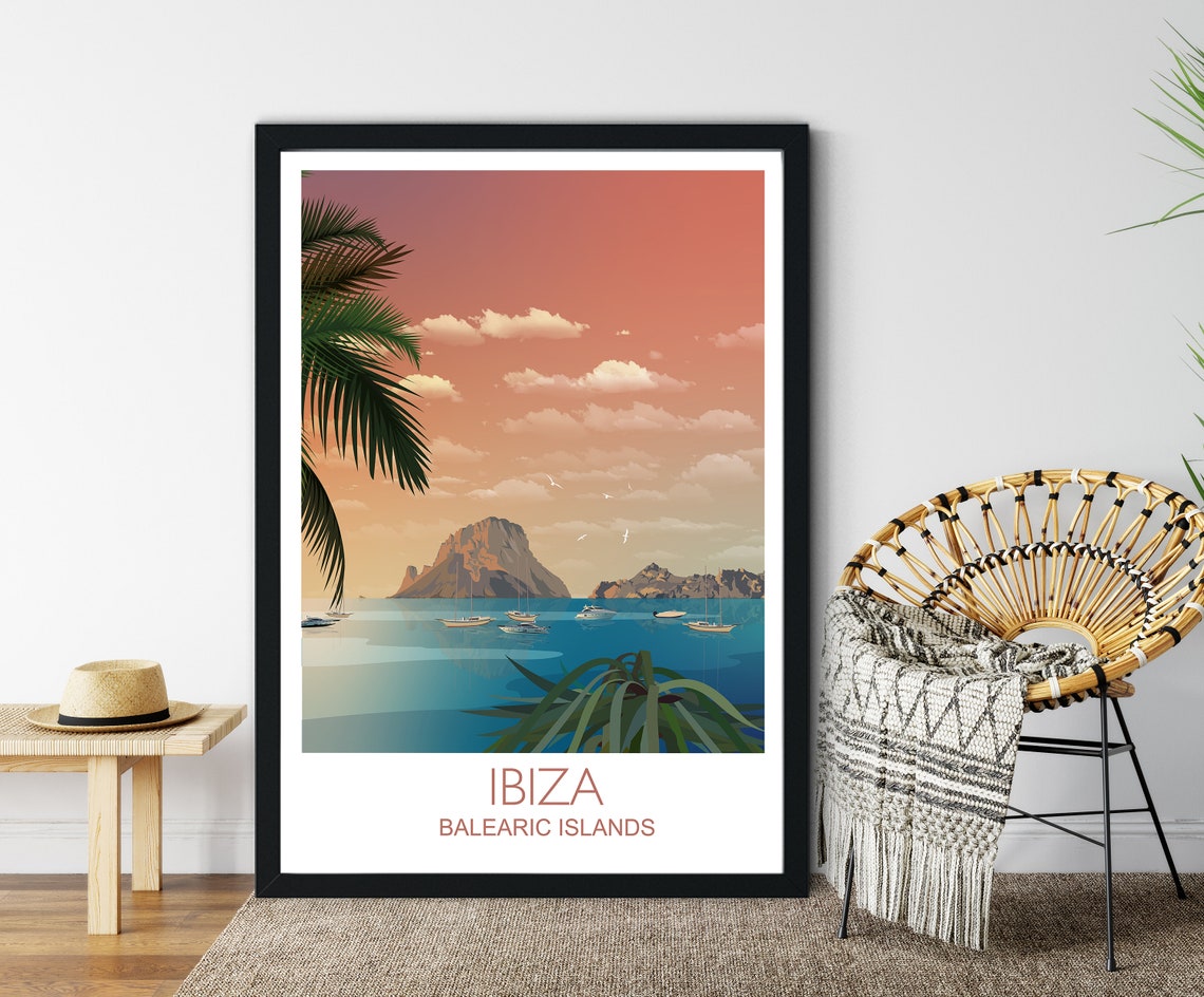 Ibiza Travel Print Travel Poster Of Ibiza Balearic Islands Travel Poster Ibiza Print