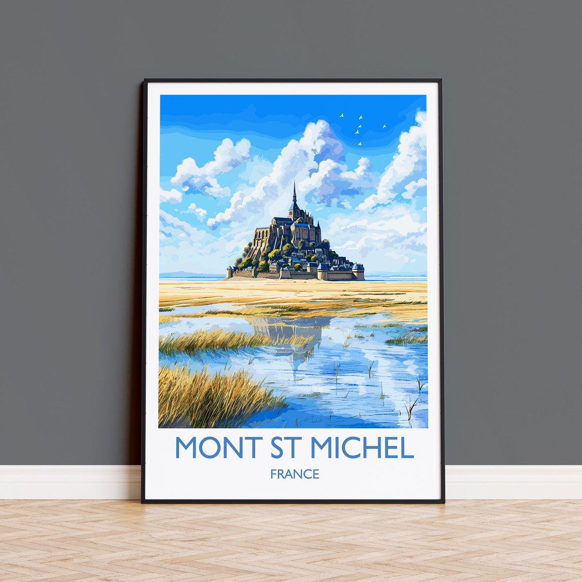 Mont St Michel France Abbey Tidal Island Landmark Art Poster