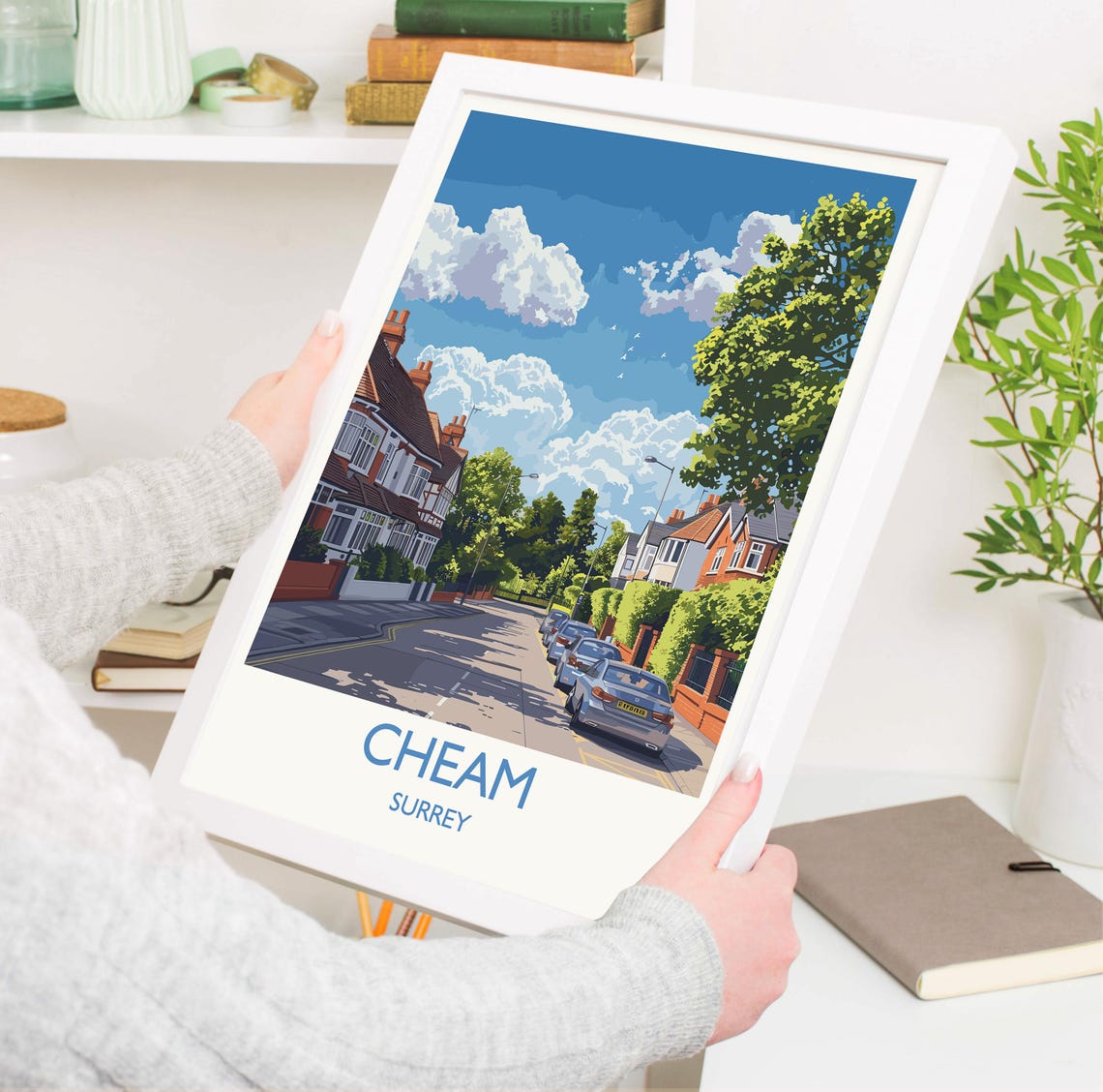 Cheam Surrey Tree Lined Residential Street Homes Travel Print - Image 3