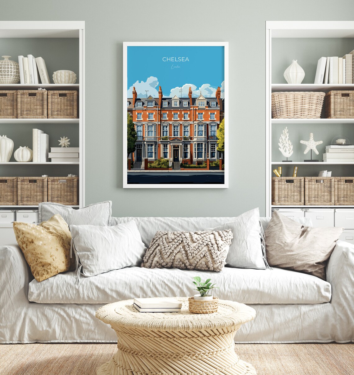 Chelsea London Red Brick Mansions Street View Vintage Travel Poster - Image 4
