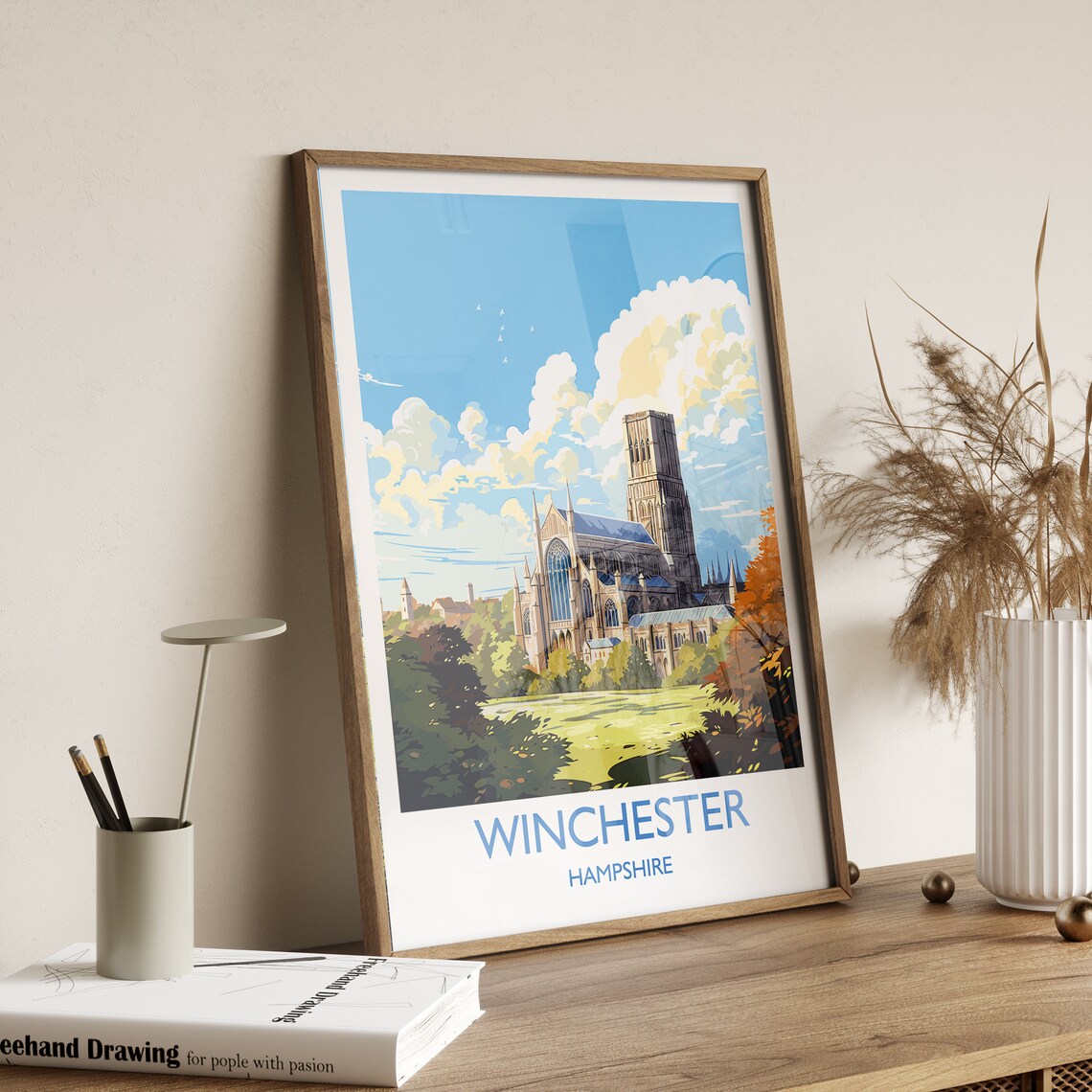 Winchester Travel Poster, England Hampshire Art Print - Image 3