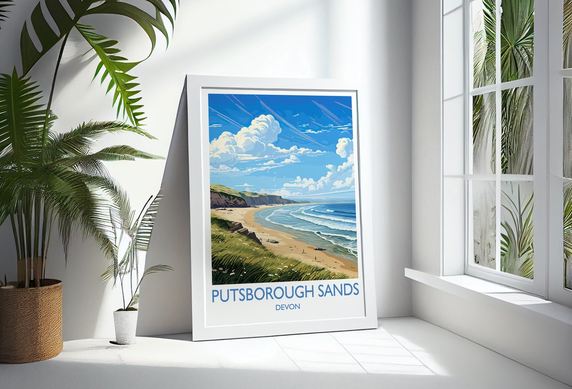 Putsborough Sands Devon Golden Beach Rolling Waves Travel Wall Art - Image 3