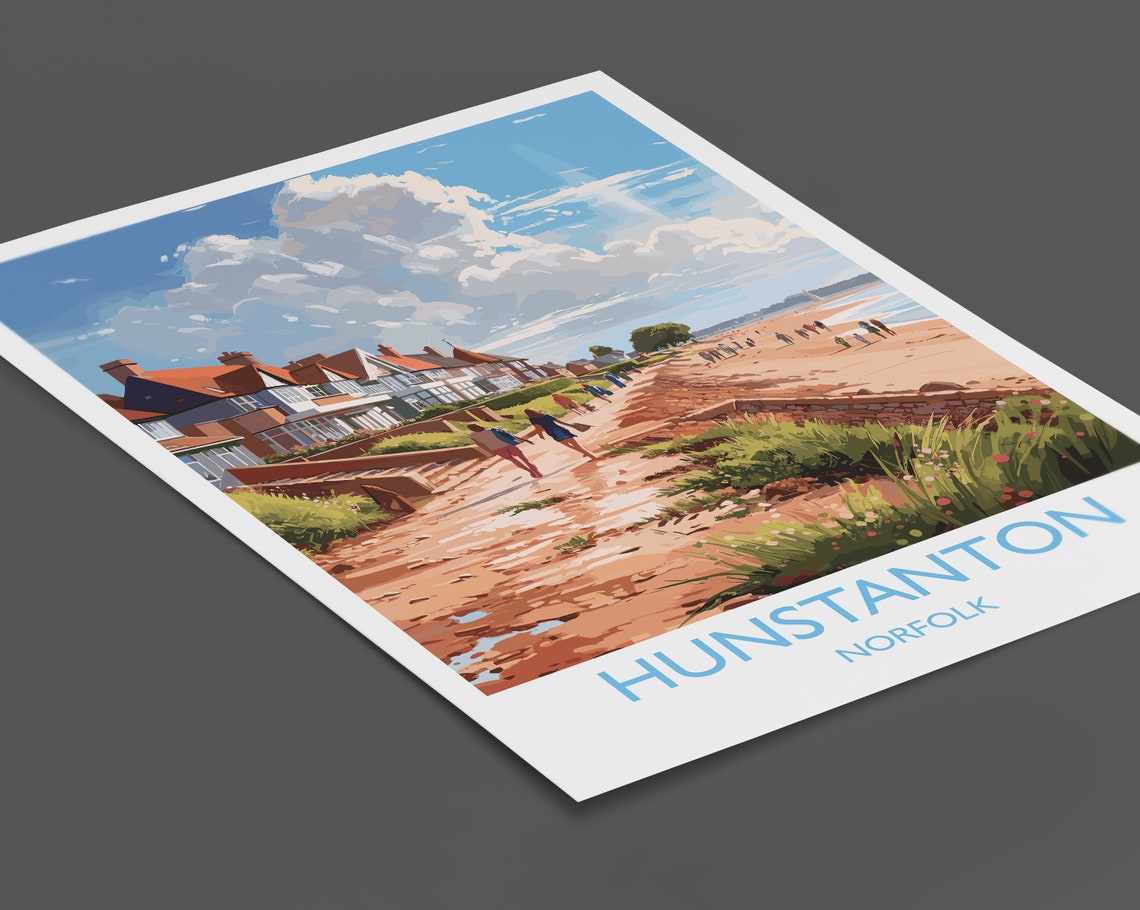 Hunstanton Beach Norfolk Seafront Promenade Vintage Travel Poster - Image 2