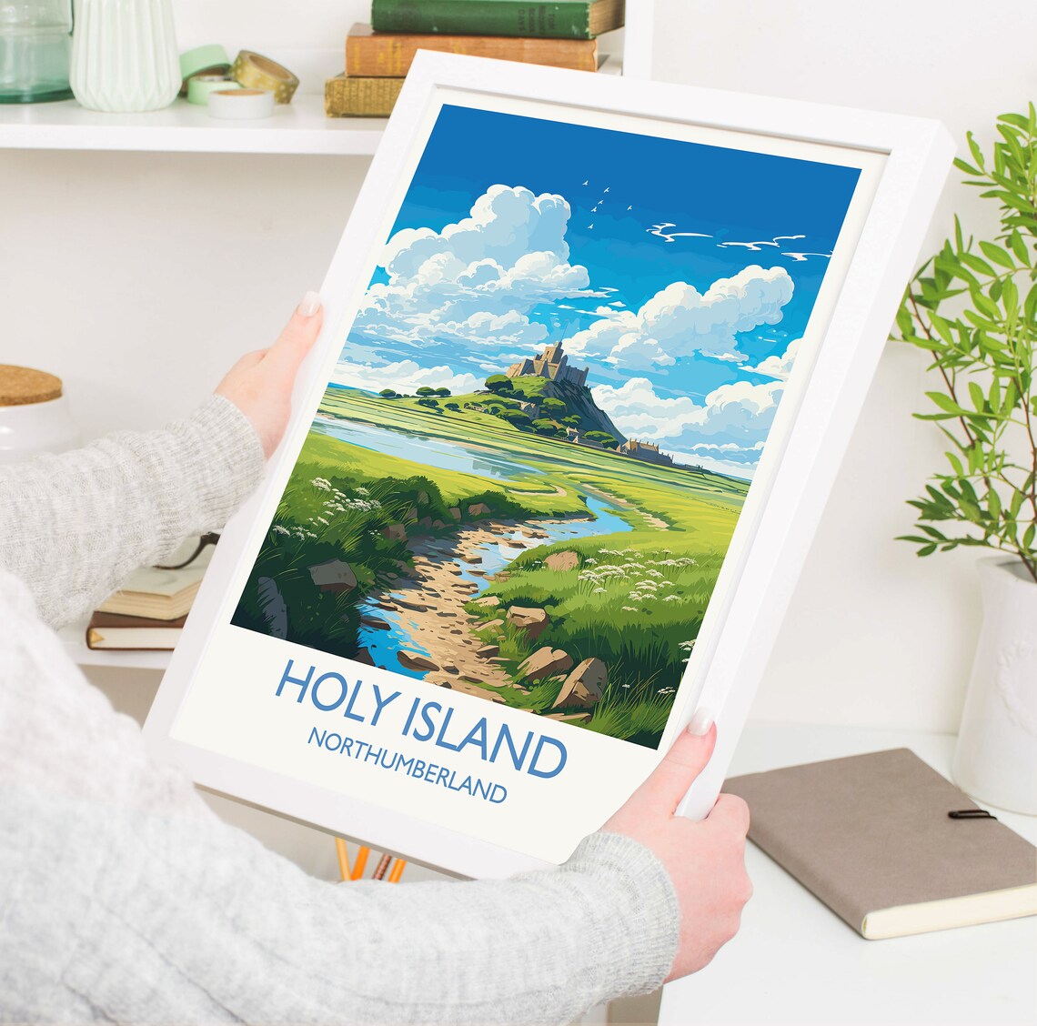 Holy Island Northumberland Castle England Coastal Travel Poster - Image 5