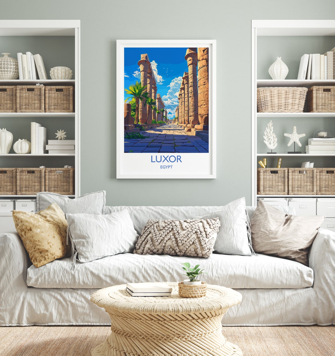 Luxor Egypt Karnak Temple Columns With Bottom Text Travel Poster - Image 2